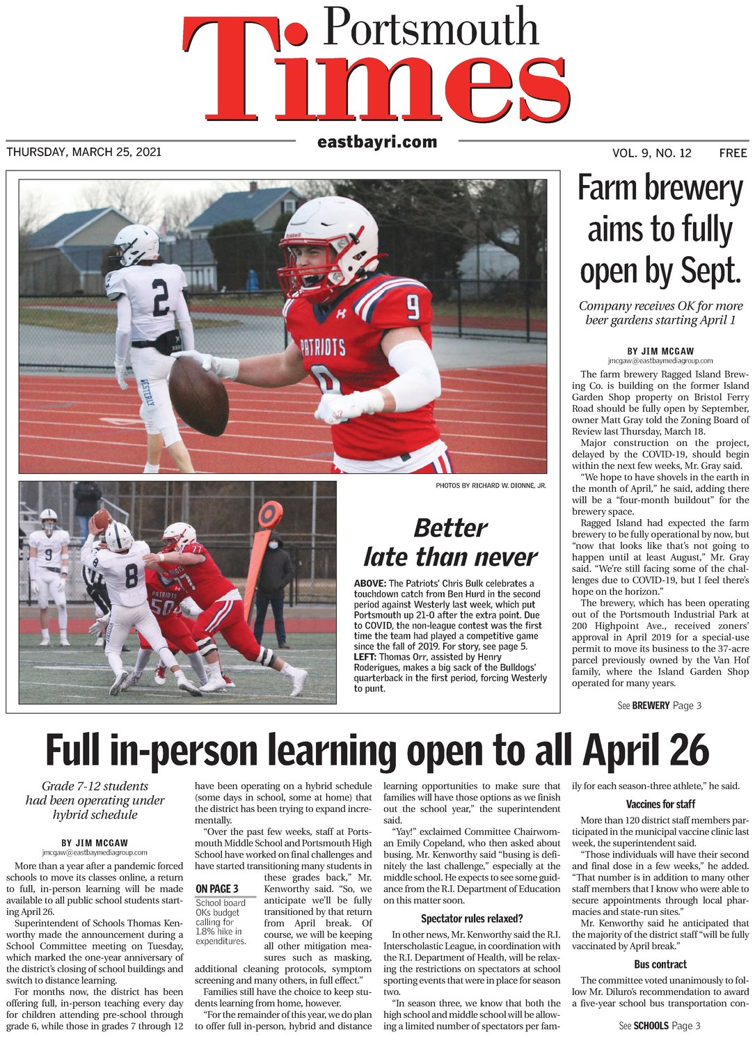 Portsmouth Times Thursday March 25 2021 EastBayRI News 